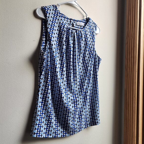 Calvin Klein Geometric Print Sleeveless Blouse Size Small - Picture 4 of 14